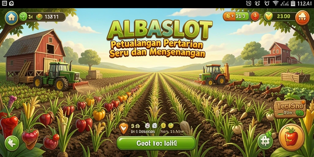 Screenshot gameplay menunjukkan keseruan bertani di ALBASLOT.