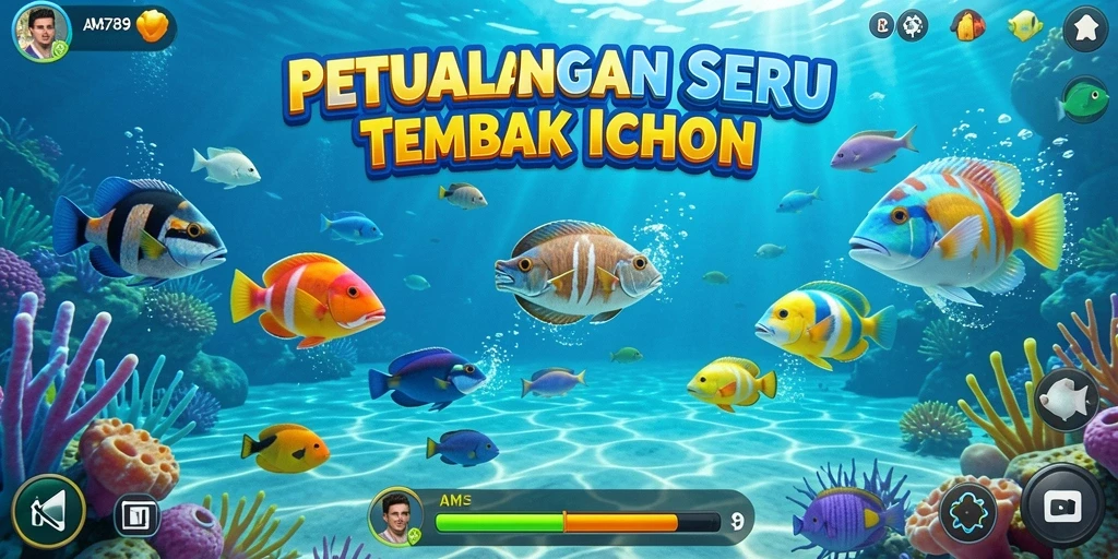 Screenshot utama AMS789 menampilkan serunya gameplay Tembak Ikan.