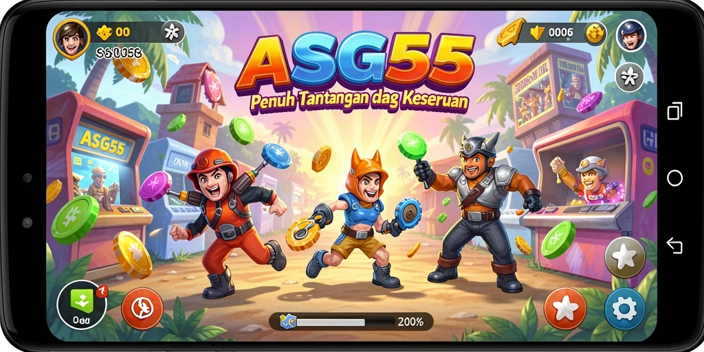 Screenshot utama ASG55 menampilkan aksi seru gameplay Arcade.