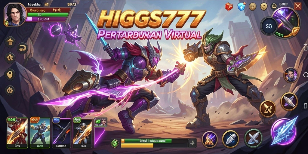 Gameplay HIGGS777 dengan pertarungan penuh aksi dan karakter unik.