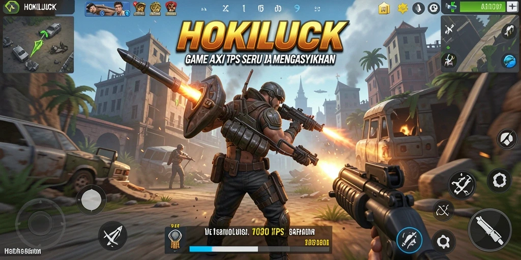 Tampilan menarik dari gameplay seru HOKILUCK dalam aksi TPS.