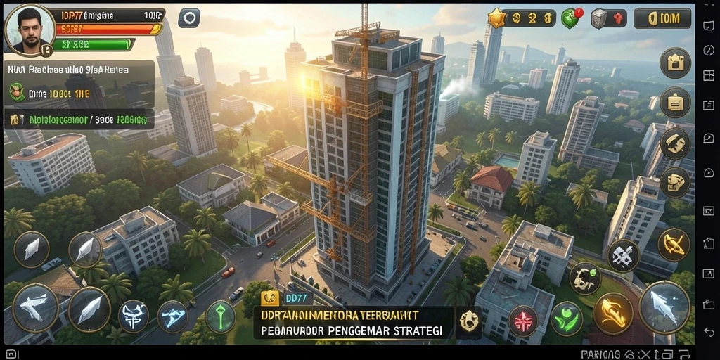 Screenshot gameplay IDR77 yang menunjukkan menara bertahan melawan gelombang musuh.