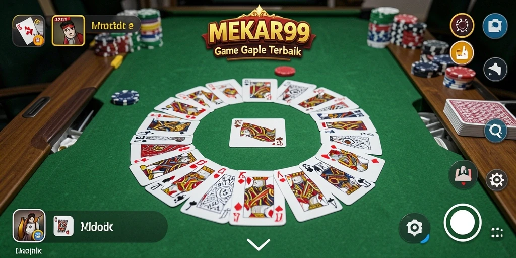 Tampilan gameplay seru di MEKAR99, permainan Gaple yang mendebarkan.