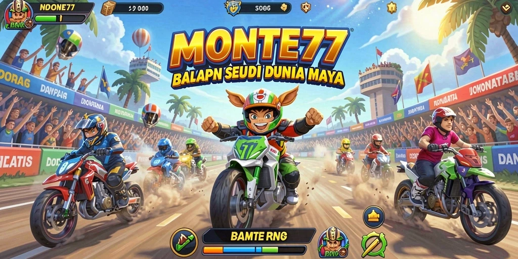 Gameplay balapan seru di MONTE77 dengan trek menantang.