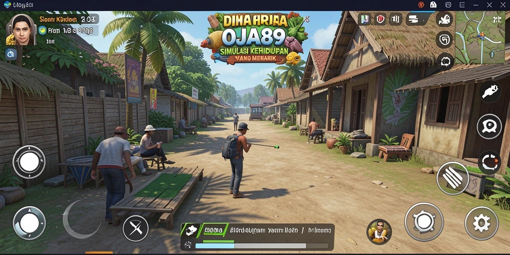 Tampilan gameplay OJA89 dengan karakter yang berinteraksi dalam dunia simulasi.