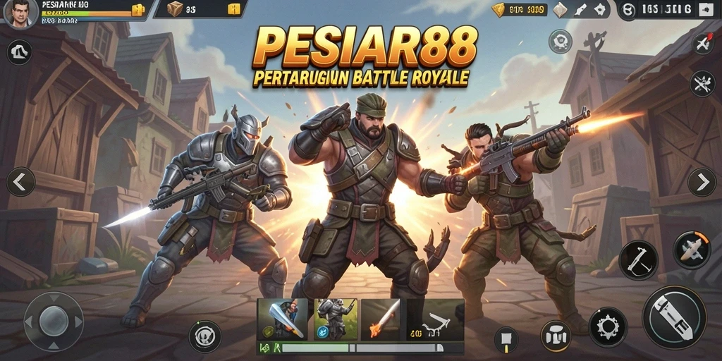 Screenshot PESIAR88 menampilkan aksi menegangkan dalam pertarungan Battle Royale.