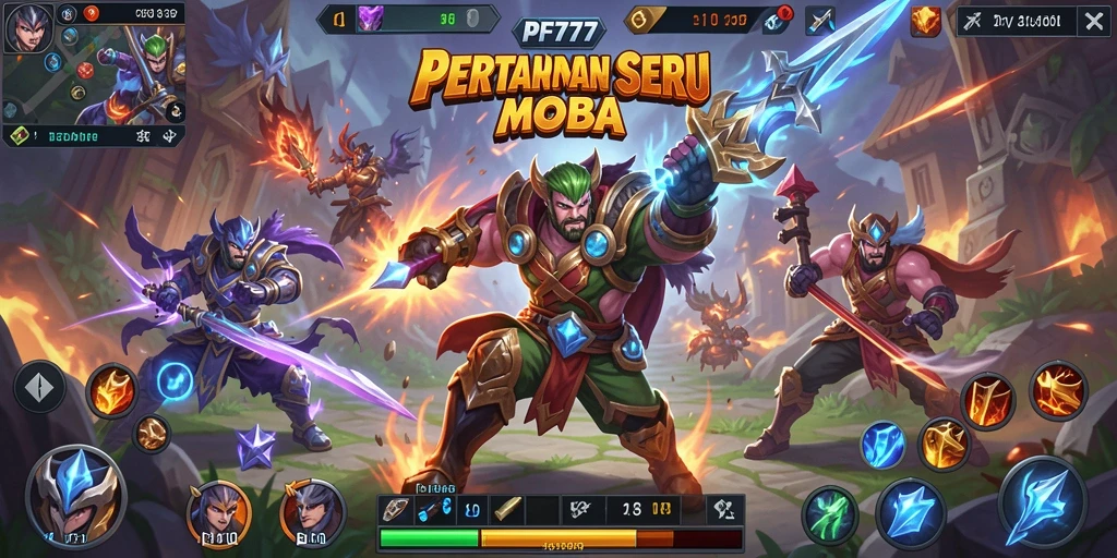 Tangkapan layar gameplay PF777 yang menegangkan dalam arena MOBA.