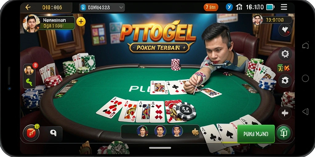 Screenshot gameplay PTTOGEL menampilkan keseruan permainan poker.
