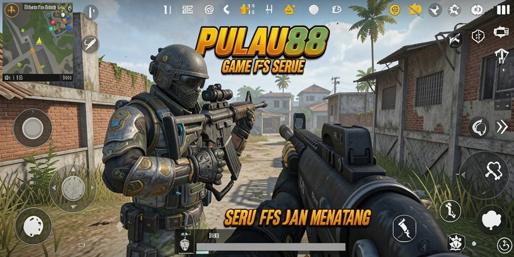 Screenshot utama PULAU88 menampilkan aksi intens dalam game FPS.