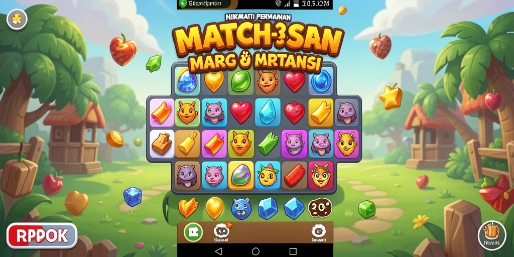 Tampilan menarik dari gameplay RPOK yang melibatkan pencocokan objek.