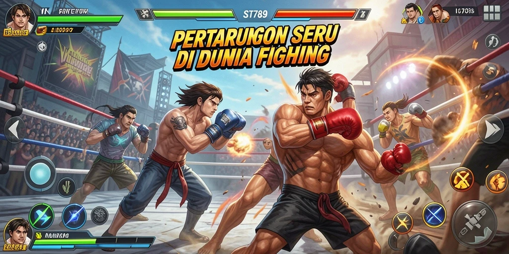 Screenshot ST789 menampilkan aksi pertarungan seru dengan karakter yang kuat.