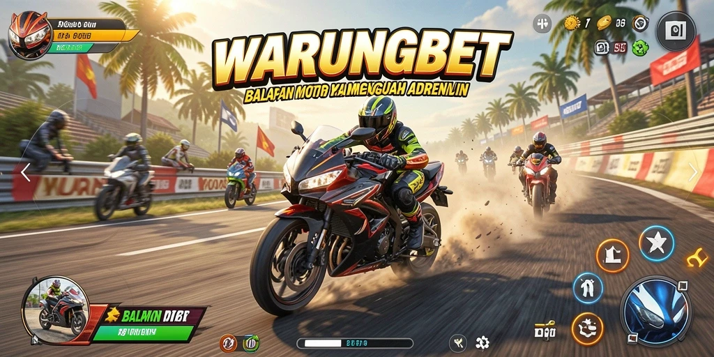 Screenshot gameplay balapan motor yang seru dan mendebarkan.